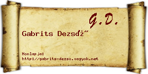 Gabrits Dezső névjegykártya